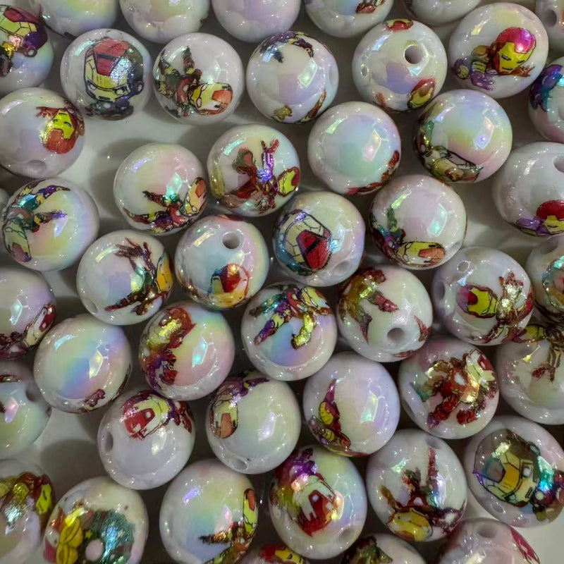 16mm cartoon style acrylic beads printed round beads for pen making