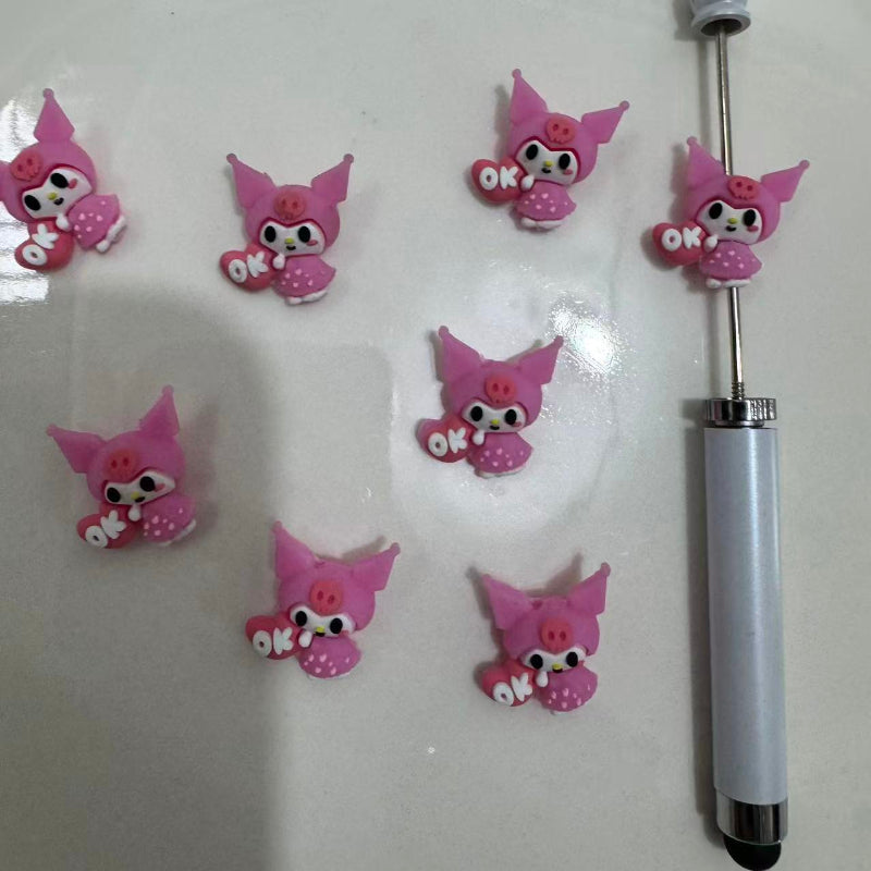 cartoon 3D character silicone focal beads for pen making
