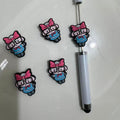 cute bow girl silicone beads with glasses for pen making