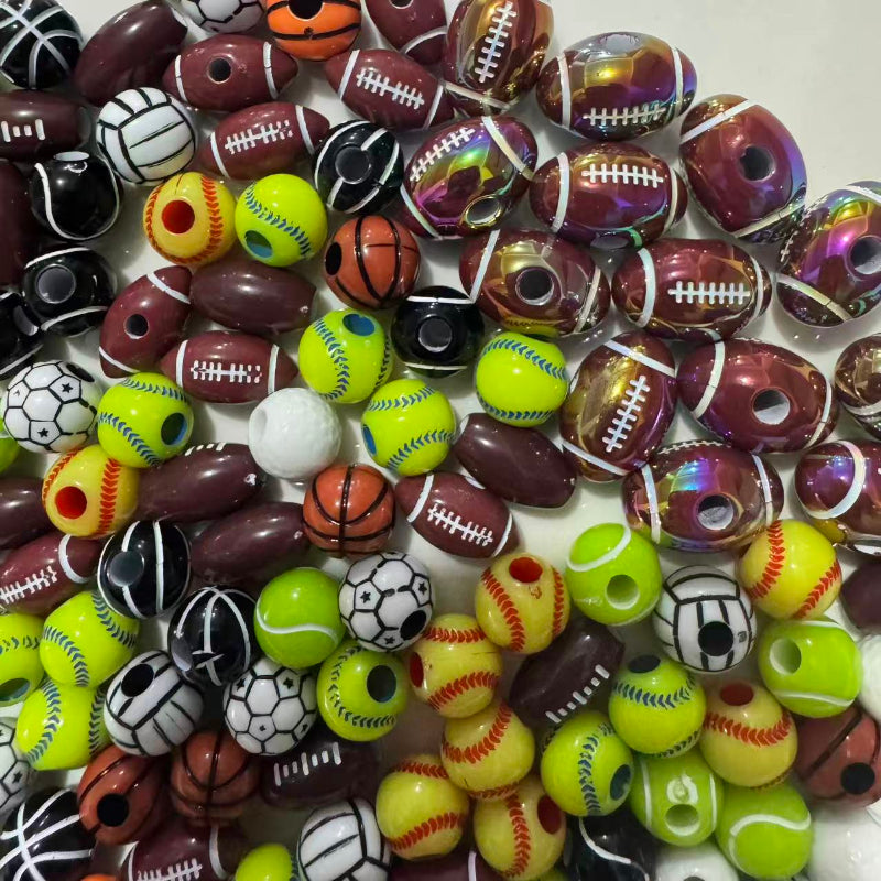 sports ball acrylic beads mix football basketball baseball beads for pen making DIY crafts