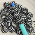 20mm silicone beads with printed checkered for pen making jewelry DIY crafts round soft beads