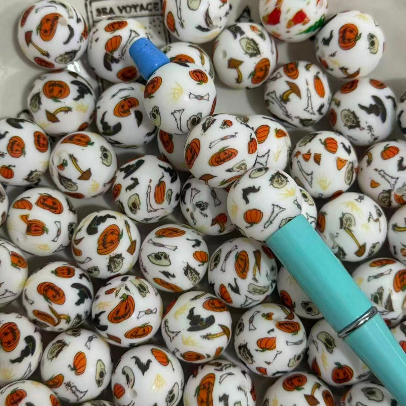20mm halloween pumpkin silicone beads for pen making DIY beads BPA free