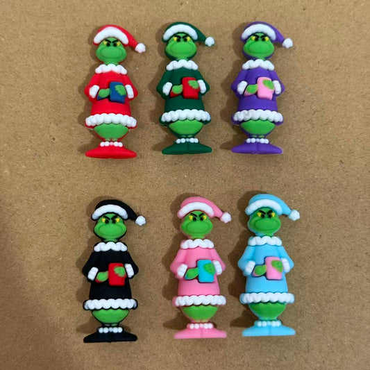 3D Christmas Grinch Holding Cup Silicone Focal Beads for Pens
