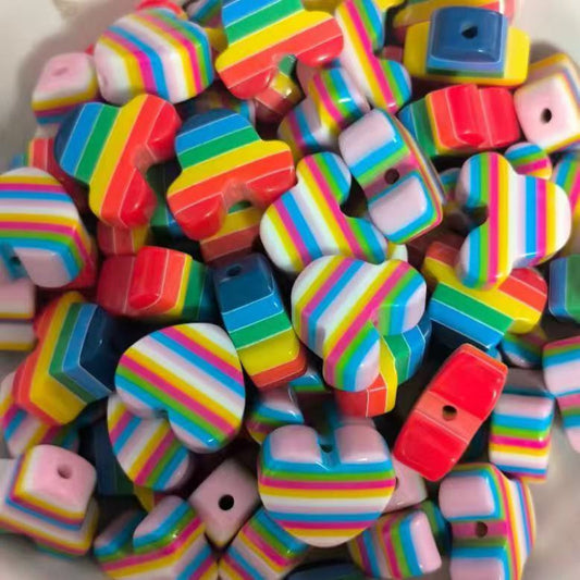 rainbow striped acrylic beads