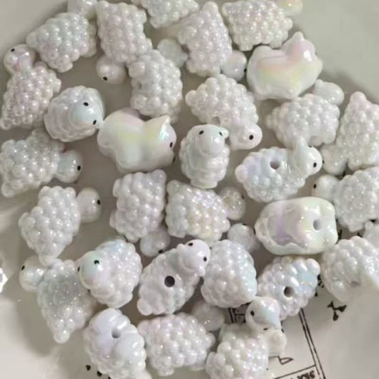 cute sheep acrylic bead white lamb 3d animal bead for beadable pen