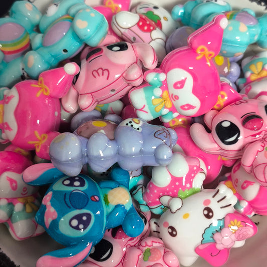 LED Light Up Cartoon Charms Random Mix Cute Monster Beads for DIY Crafts