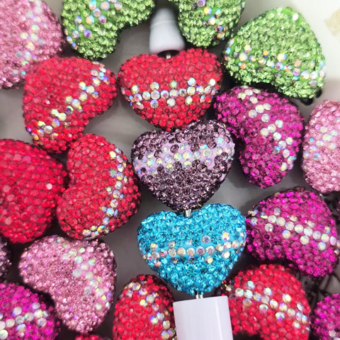 Love Heart Rhinestone Beads, for beadable pen