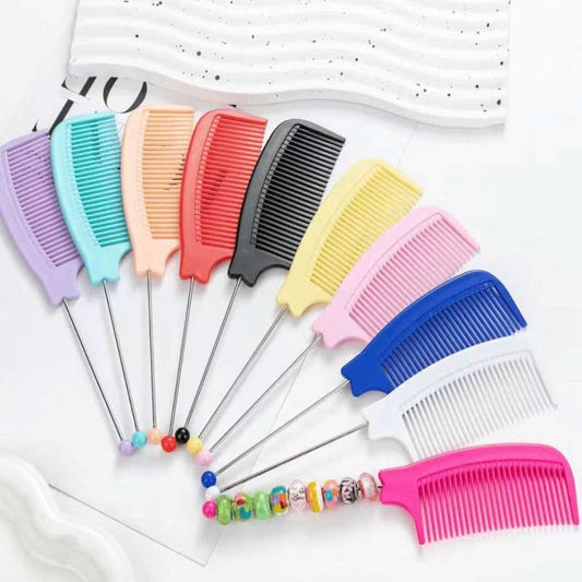 Beadable Rat Tail Comb – DIY Pointed Tail Comb for Hair Styling, Solid Color 189mm