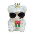 Christmas glitter white bear sugar bead with crown sunglasses for beadable pen