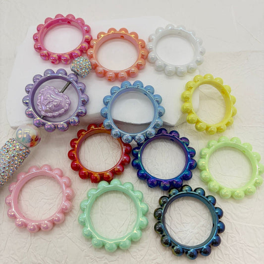 Heart & Round Frame Acrylic Spacer Beads Mixed Colors for Beadable Pen