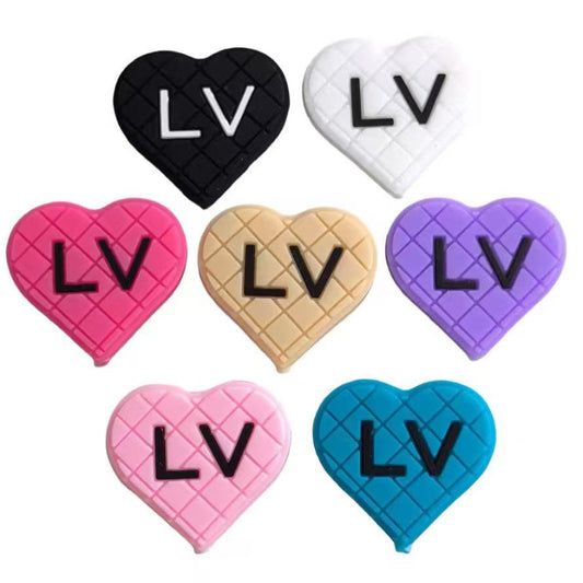 heart shape silicone focal beads letter print for DIY jewelry