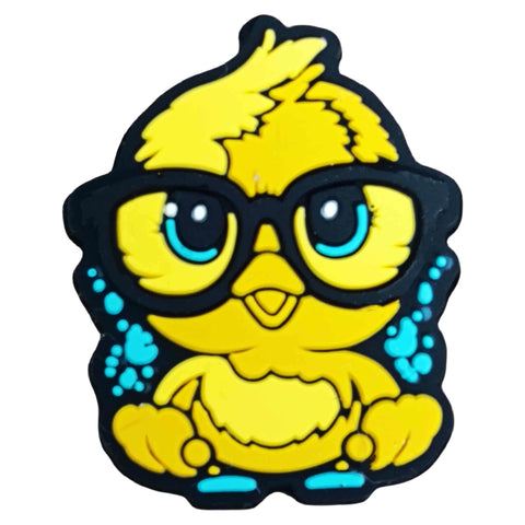 Yellow chicken wearing glasses Silicone Focal Beads For Pen Making